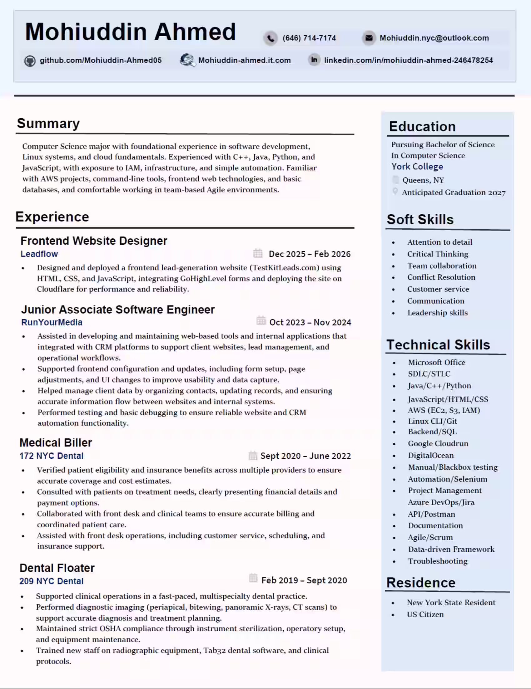 Mohiuddin Ahmed Resume