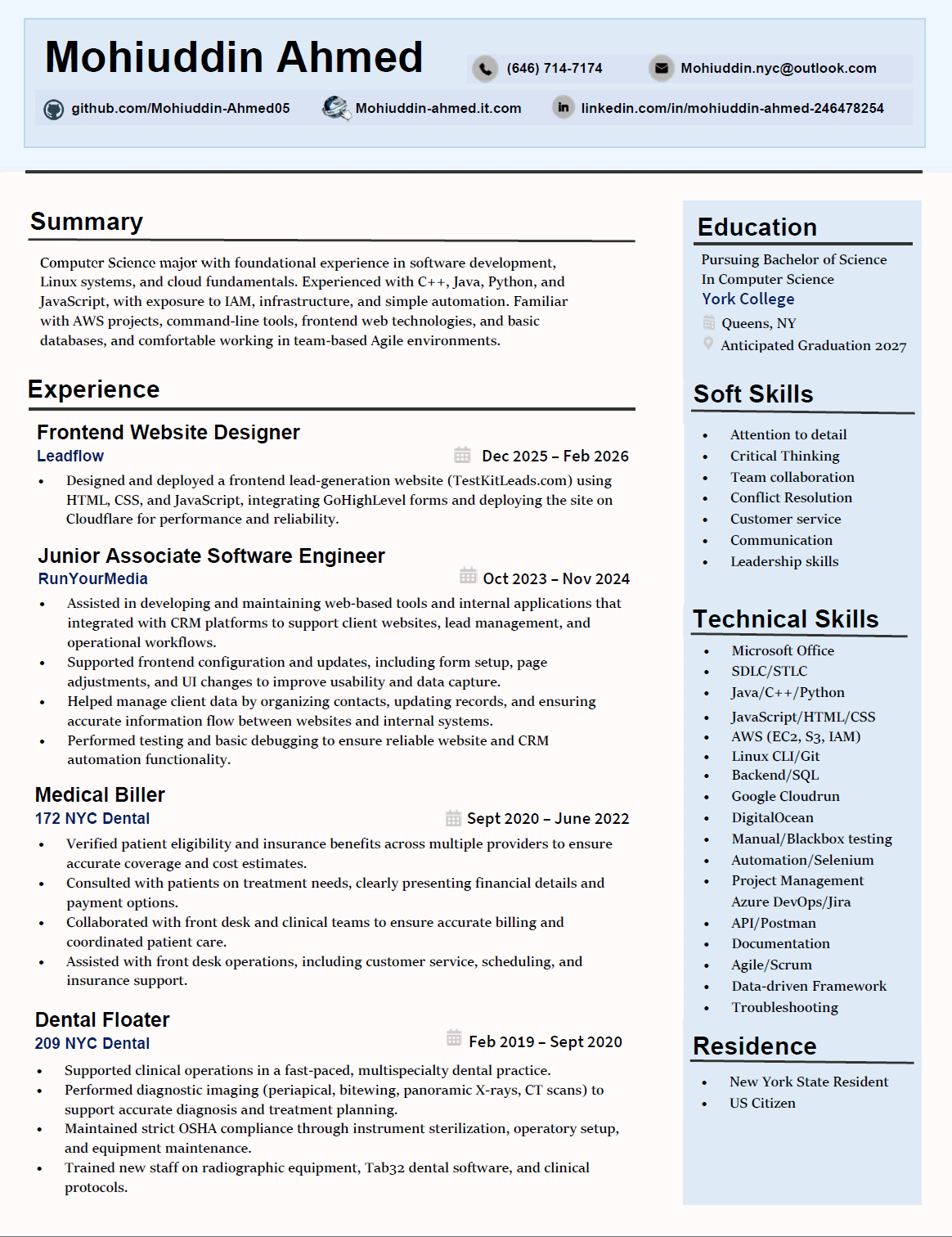 Mohiuddin Ahmed Resume